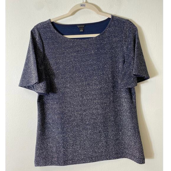 Ann Taylor Navy Blue Metallic Blouse Size Small - Picture 1 of 3